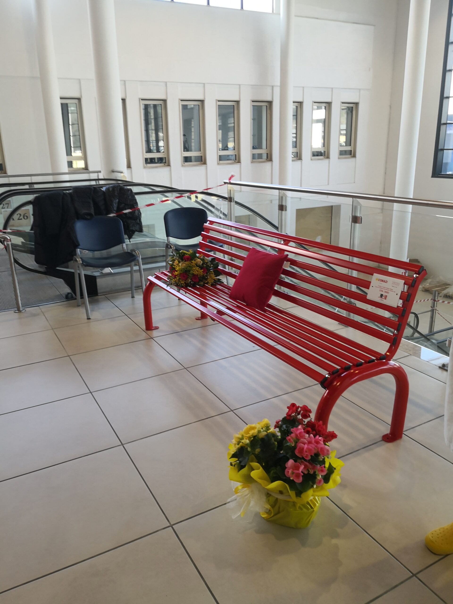 8 marzo. Una panchina rossa nella hall dell’Ospedale San Francesco 8 marzo. Una panchina rossa nella hall dell’Ospedale San Francesco