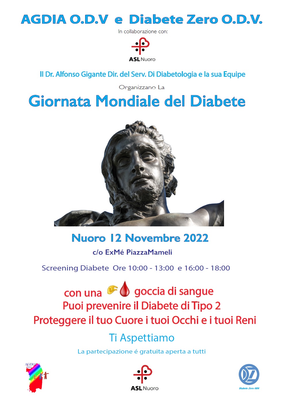 Sabato 12 novembre screening diabete a Mastros in Nùgoro Sabato 12 novembre screening diabete a Mastros in Nùgoro