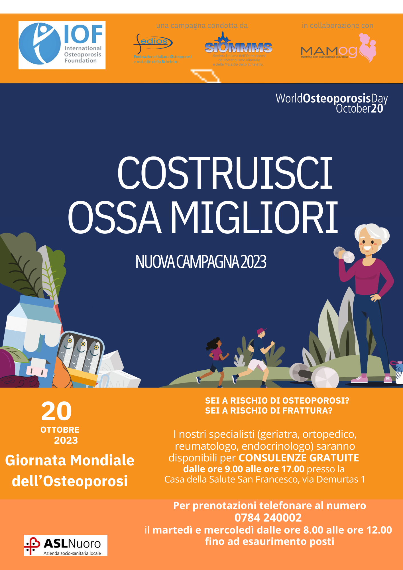 Il Distretto di Nuoro per la Giornata Mondiale dell’Osteoporosi Il Distretto di Nuoro per la Giornata Mondiale dell’Osteoporosi