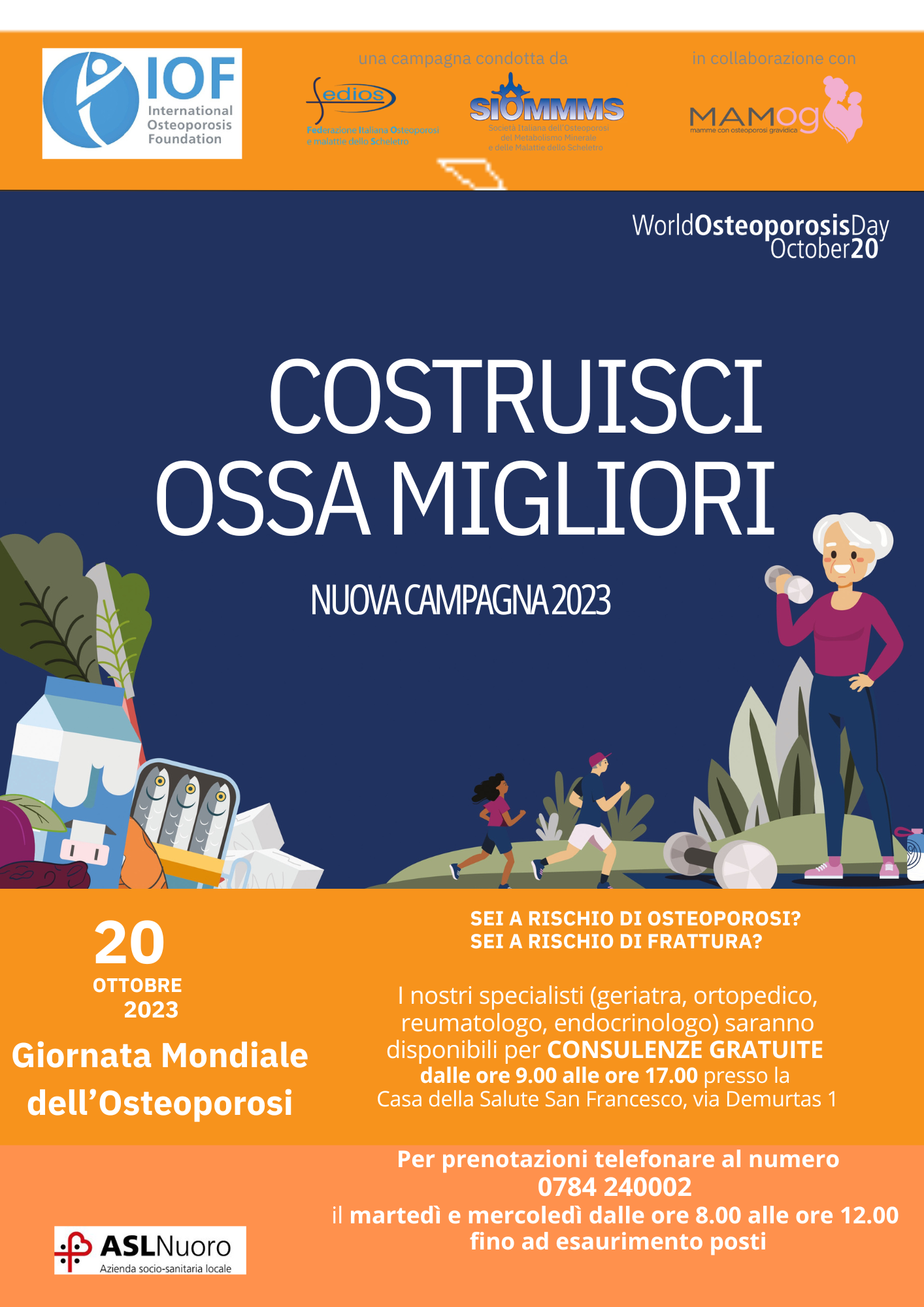 Il Distretto di Nuoro per la  Giornata Mondiale dell’Osteoporosi