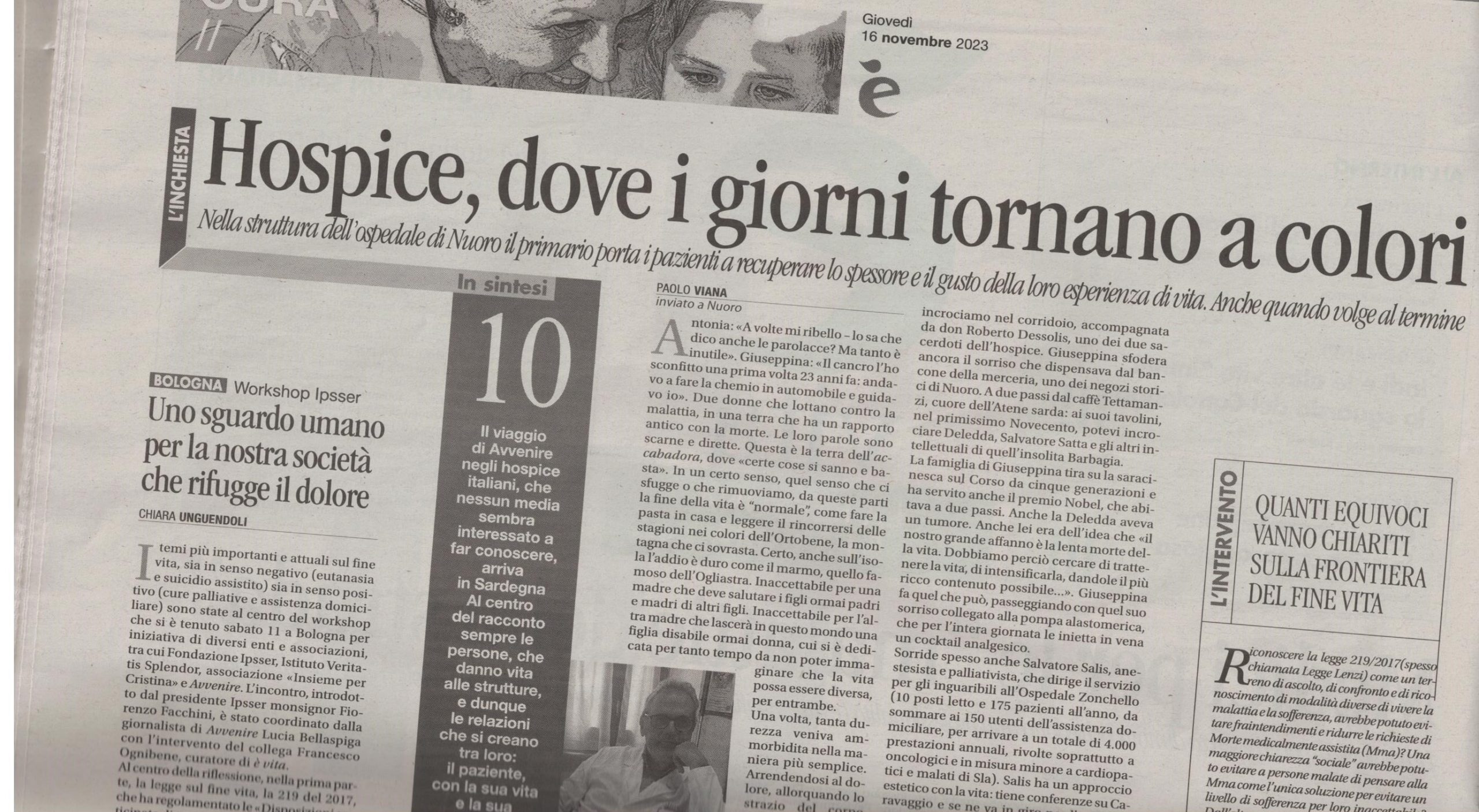 Il quotidiano Avvenire parla dell’Hospice