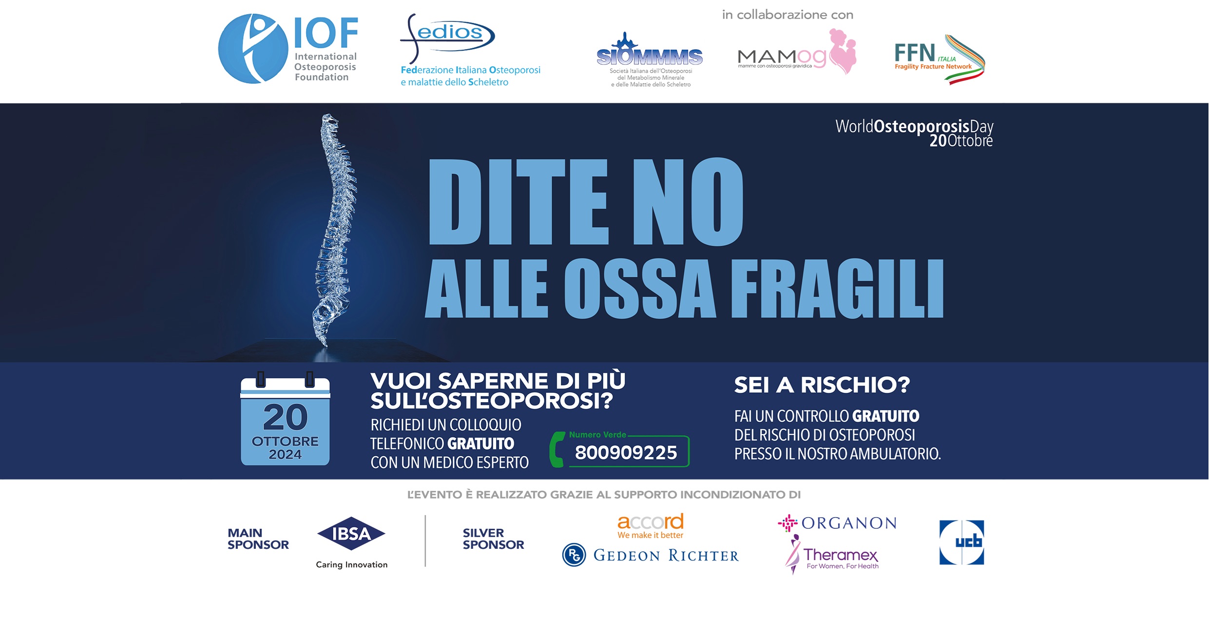 Osteoporosi. Lunedì 21 ottobre giornata di screening Osteoporosi. Lunedì 21 ottobre giornata di screening