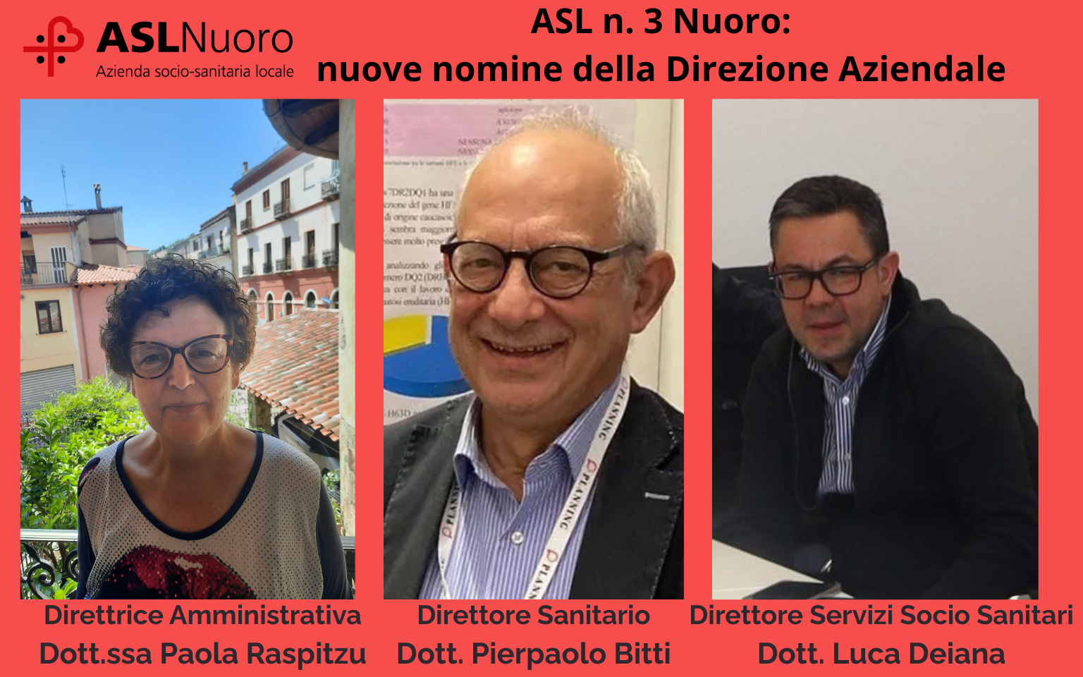 ASL Nuoro: nuove nomine nella Direzione aziendale