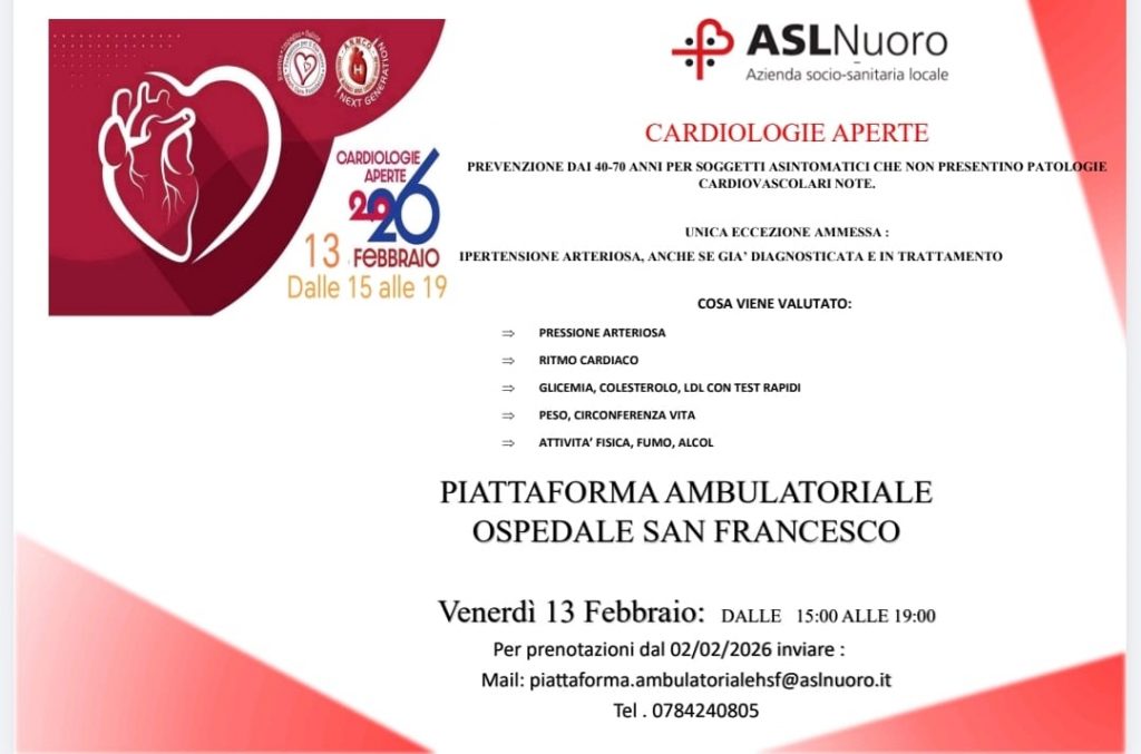 Cardiologie aperte: boom prenotazioni. A fine mese nuova iniziativa