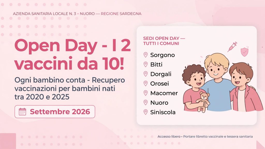 Vaccinazioni pediatriche. Al via gli Open Day “I 2 vaccini da 10!”
