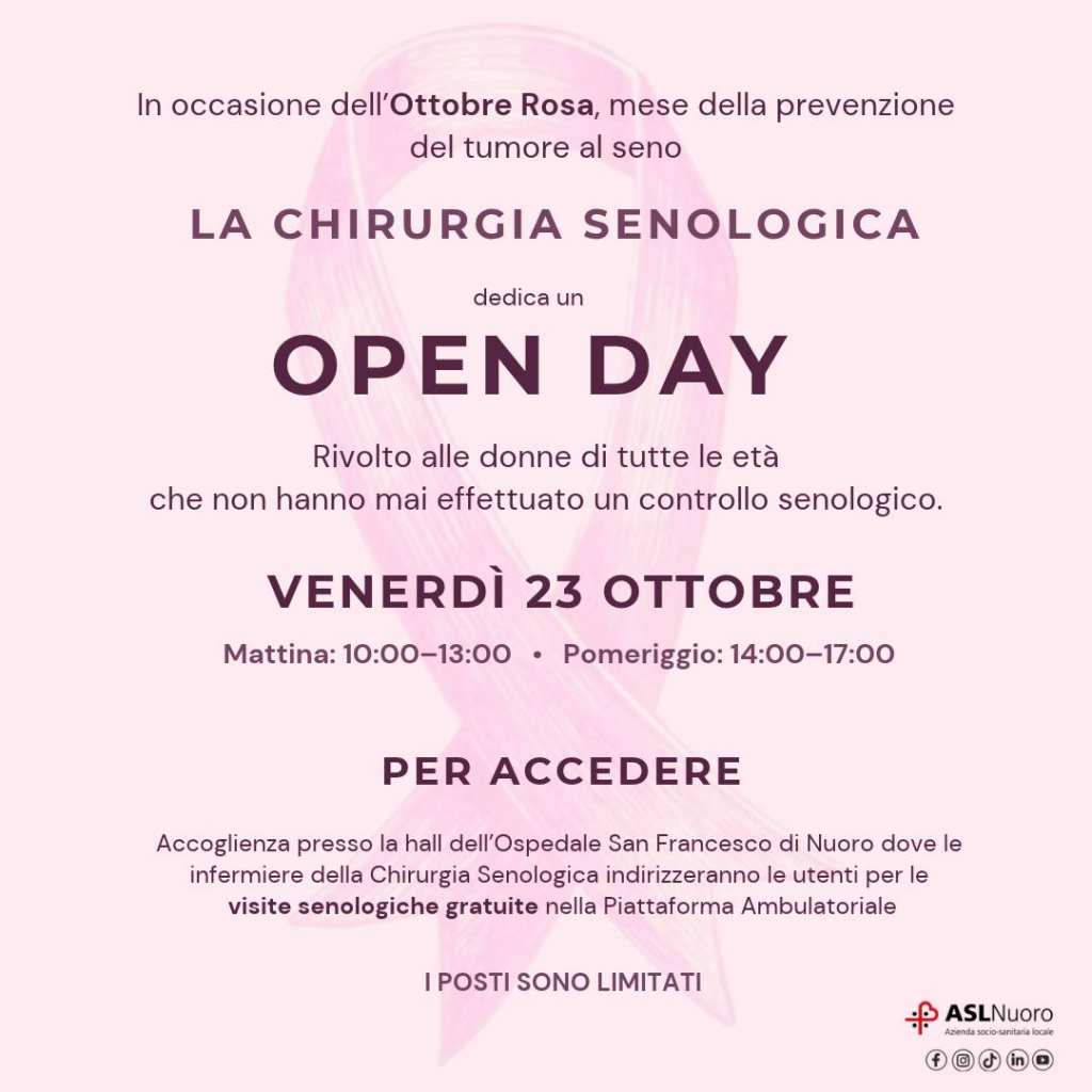 Ottobre Rosa: il 23 ottobre Open Day di Chirurgia Senologica